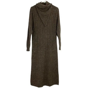 Vintage 80s Geraldine Peterson Long Cowlneck Sweater Dress Women Small Maxi Midi